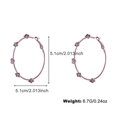 Rose gold hoop earrings with purple crystals, 5.1cm diameter and 6.7g lightweight style - Rose Gold Large Hoop Purple Gem Style (DNTE07739)