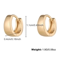 Polished gold geometric huggie earrings 1.1cm height with dimensions and weight display - Gold Glossy Huggie Style (DNCE07745)