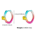 Rainbow gradient geometric hoop earrings with yellow gemstone inlay and dimensions - Rainbow Gradient Hoop Style (DNCE07750)