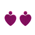 Orecchini a cuore fatti a mano con perline rosa vivace in stile bohémien unico - Rosa Rosso (NXE05931-2)