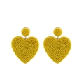 Orecchini a cuore fatti a mano con perline gialle vivaci per donna eleganti - Giallo Brillante (NXE05931-5)