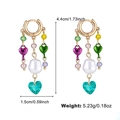 Bohemian colorful drop earrings with heart charms and white pearl accent details - Bohemian Tassel Heart Artificial Pearl Earrings (DNCE07253)