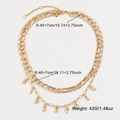 Gold-tone layered necklace set with RIDE and DOPE letter pendants on chunky flat chains - Double Layer Letter Style (DNXN04910) / Gold