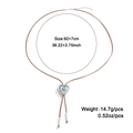 Vintage bolo tie ketting met turquoise hart hanger en bruine lederen vetersluiting - Hart Stijl (DNXN04761-2)