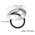 Elastico per capelli minimalista con fiocco in metallo argento lucido e nastro nero - Stile Ellisse Argentato (WXF07246-1)