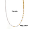 Elegante ketting met gouden kralen en parels met verstelbare lengte van 41+7,5 cm - Parel en Gouden Kraal Symmetrische Stijl (DNCN03837)