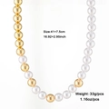 Halsketting met gouden metalen kralen en witte parels van 41+7,5 cm en weegt 33 gram - Grote Parel en Gouden Kraal Gemengde Stijl (DNCN03868)