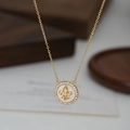 Collana placcata oro Fleur de Lis con madreperla e pietre in zirconia cubica - Stile Oro (XL80477)