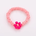 Detailed macro shot of handmade colorful bead flower ring with soft pink finish - One Size / Pink Round Beads Flower Style (NXR01573)