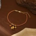 Braided red rope bracelet with golden horse charm and money bag pendant jewelry - Gold Flower Money Bag Doll Style (SL90334)