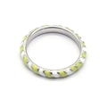 Anello ritorto d'argento con blocchi di smalto giallo lime e bianco dal design moderno - US 7 / Righe Gialle e Bianche(NXR01593-1)