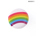 Broche ronde émaillée aux rayures arc-en-ciel avec une finition brillante et polie en métal - Style Rayures Arc-en-Ciel (NXC00013)