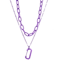Y2K double-layer purple plated chain necklace with stylish carabiner pendant - Bright Purple Style (NXN03182-2)