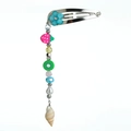 Barrette à cheveux perlée faite main avec breloques océan, fraise et pendentif coquillage - Style Fruit Fleur Bleue (NXF00452)