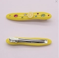 Yellow candy-colored resin hair clips with lemon pattern and colorful rhinestones - Yellow Lemon Style (NXF00531) Duckbill Clip