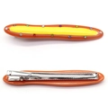 Pince à cheveux en résine couleur bonbon avec vagues orange jaune et strass colorés - Style Rayé Orange Jaune (NXF00567) Pince à Bec de Canard