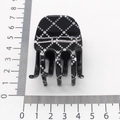 Mini hair claw clip with black and white polka dot grid pattern, 4.5cm height size guide - Polka Dot Grid Style (DNXF00536)