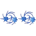 Futuristic metallic royal blue floral antler studs with vibrant sapphire finish - Gem Blue (NXE05894)