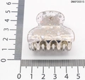 Mini acrylic hair claw clip with silver sequins and metallic finish, 4.2cm width - Transparent Sequin (DNXF00515)