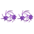 Futuristic purple metal floral earrings in vibrant cyber style with irregular branches - Purple (NXE05894-3)