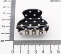 Polka dot pattern hair claw clip with black base and white spots in size 4cm - Black And White Polka Dot (DNXF00513)