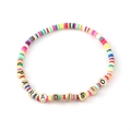 Handmade bohemian freshwater pearl and colorful Heishi clay bead Paradisio bracelet - Colorful Paradisio Letter Style (NCB00110)