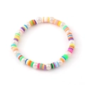 Handmade colorful Heishi clay bead bracelet with freshwater pearls in bohemian style - Alternating Pearl Clay Style (NCB00101)