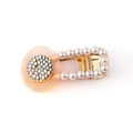 Elegante pinza para el cabello de metal dorado con pedrería de colores y perlas blancas - Estilo de Círculo Naranja Claro (NXF00142)