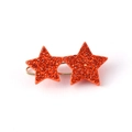 Detail der leuchtend orangefarbenen Strass-Haarklammer mit Doppelstern-Design - Oranges Strass Doppelstern-Modell (NXF00111-3)