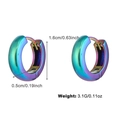 Y2K iridescent metallic holographic hoop earrings measuring 1.6cm with a 0.5cm width - Iridescent Huggie Hoop Style (NCE05597-1)