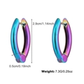 Y2K style rainbow holographic metal hoop earrings measuring 2.9cm with hinge closure - Iridescent Oval Hoop Style (NCE06808)