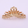 Elegant golden lava metal hair claw clip with a radiant fan-shaped polished design - Gold (DNXF00634-2)
