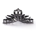 Lava metal hair claw clip in gun black flower design with strong spring for women - Gun Black (DNXF00634-1)