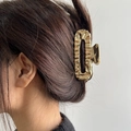 Molten lava texture metal hair claw clip in glossy gold finish for women's hairstyling - Irregular Hammered Style (WXF07202)