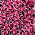 Flat lay macro of hot pink resin evil eye beads for jewelry making and beadwork - Pink / 10mm
