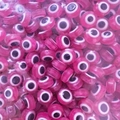 Flat round pink Turkish evil eye beads for handmade jewelry bracelet and necklace making - 50 Pieces/Pack (8mm) / Purplish Red