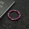 Detail of bohemian purple tube beads and pink evil eye charms with golden spacers - Purple Marble Pattern (Style 4) / Purple