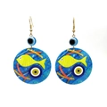 Böhmische Evil Eye Ohrhänger mit Acryl-Fischmotiven und blau-gelben Perlen - Blau Und Gelb Fischmuster Stil 6