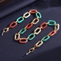 Colorful acrylic eyewear chain with UV gold links and non-slip rubber loops - Multicolor Large Link Style