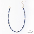 Halskette aus blauen Mondsteinperlen mit Süßwasserperlen und goldener Kette - Stil 14-Blaue Steinperlen Zylindrisch