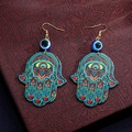 Böhmische Hamsa-Hand und Evil Eye Ohrringe in Türkis und Roten Farben - Rot und Blau Mandala Stil (Stil 5)