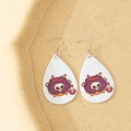 Waterdrop PU leather earrings featuring Halloween witch cauldron and skull print - Style-C