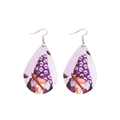 Halloween drop earrings featuring purple gnome and bat prints on acrylic teardrop panels - Skull Pointy Hat Gnome (8)
