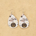 Halloween drop earrings with orange pumpkin and black bat print on double-sided PU leather - Style-D