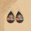 Close-up of teardrop acrylic earrings with autumn pumpkins and sunflower prints - Pumpkin Sunflower (3)