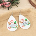 Weihnachtliche Tropfenohrringe aus Holz mit Weihnachtsmann-Motiv in Festtagsdekor - Holzmaserung Weihnachtsmann Rentier Stil (ER-08-003)