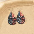 Tropfenohrringe aus Acryl mit US-Flaggen-Totenkopfmuster für Halloween-Stil - Amerikanische Flagge Totenkopf Stil (1)