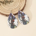 Detailed view of teardrop acrylic earrings with Halloween dark castle print - Dark Gothic Castle (9)