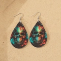 Wassertropfen Acryl-Ohrringe mit buntem Sugar-Skull-Muster für Halloween-Feste - Zucker-Totenkopf Stil (3)