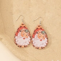 Boucles d'oreilles de Noël en bois avec Père Noël et motif léopard élégant - Style Père Noël Léopard (ER-08-001)
